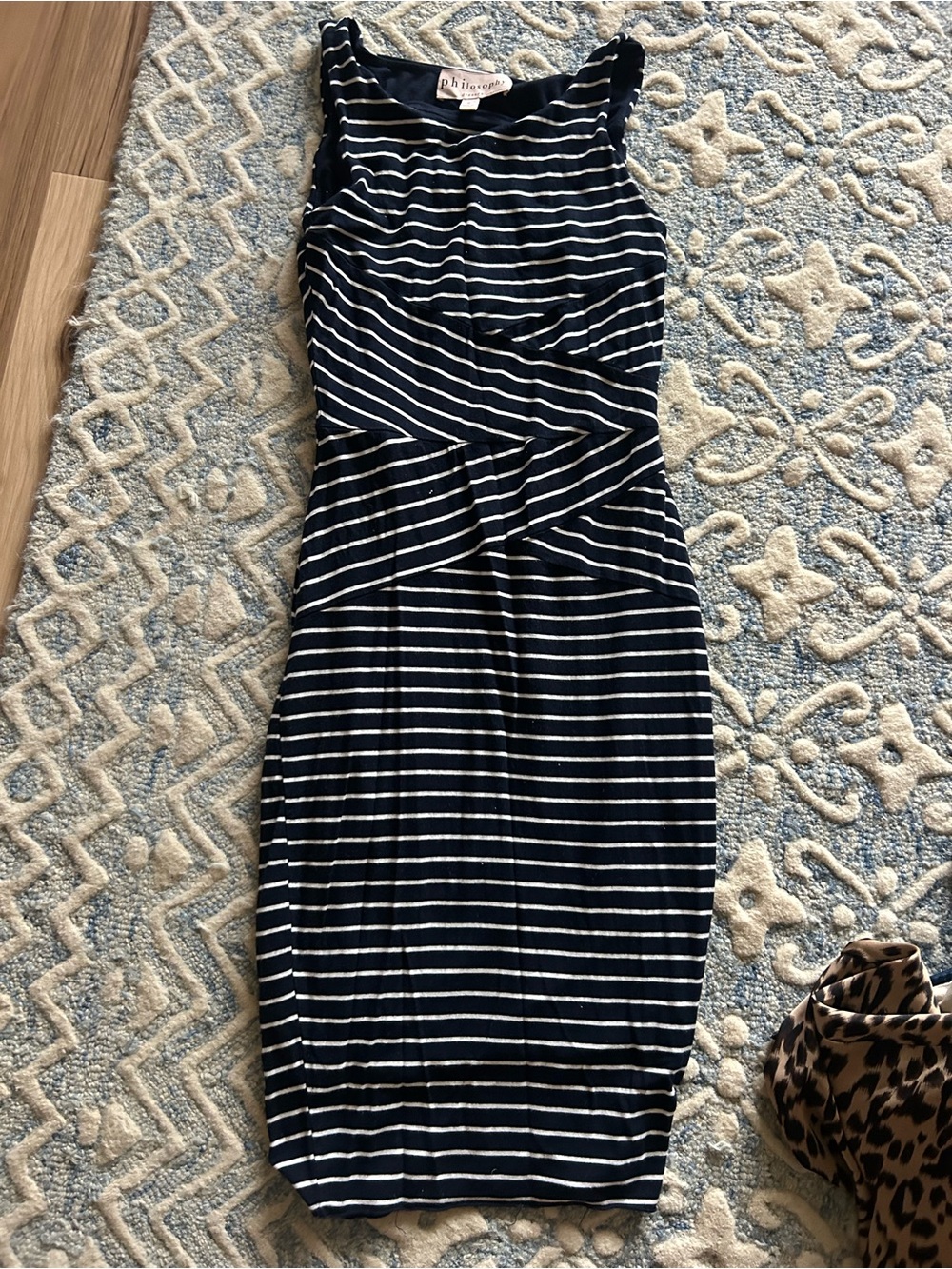Striped Navy and White Sleeveless Dress by Philosophy-  very soft and stretchy